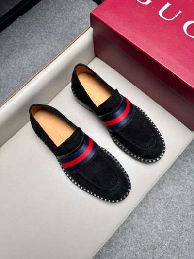Gucci Black calfskin Leather Shoes-Gucci Man Business Leather Shoes